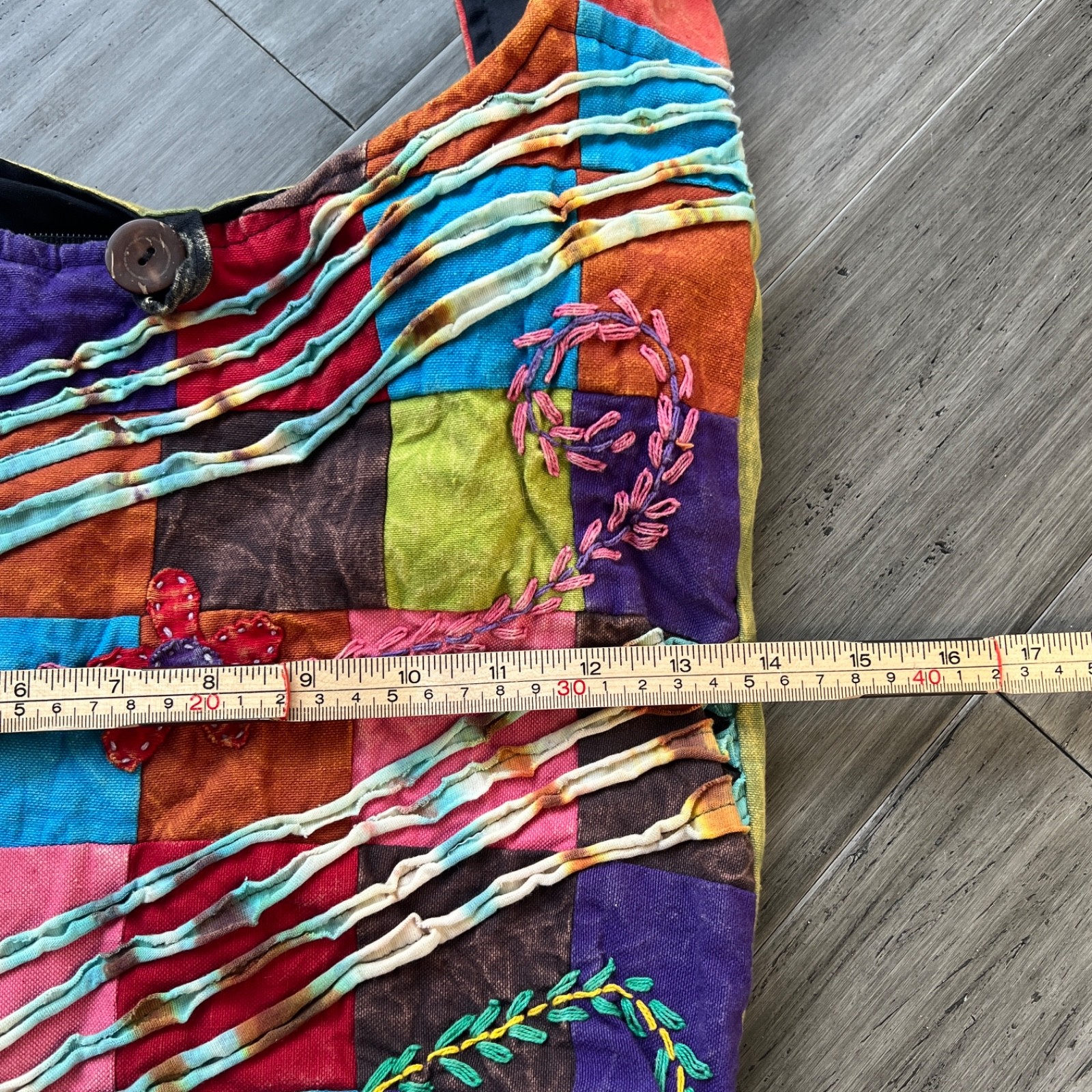 Colorful Embroidered Patchwork Zip Top Hippie Boh… - image 9