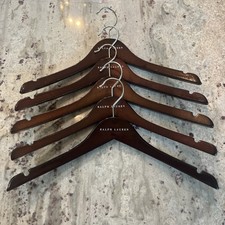 Ralph Lauren Wood Clothes Hanger Dark Brown Wishbone RL PRL Lot 5 Hangers Shirt