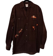 Vintage 90's Disney Store Winnie The Pooh Tigger Corduroy Brown Button Down