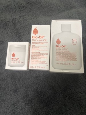Bio-Oil Dry Skin Gel, Bio-Oil Skincare Oil, And Bio-Oil Body Lotion Set For Sale