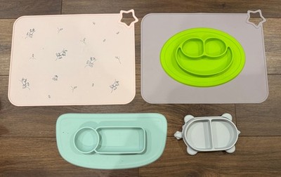 ezpz Silicone Baby Feeding Bundle Suction Plates Mats Toddler Lot