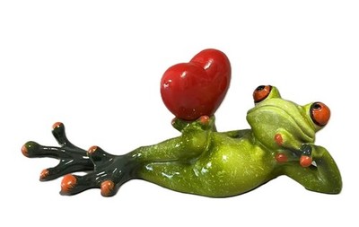 3D Creative Statues Adorable Green Frog Figurines Sweet Heart, Lover Lady 