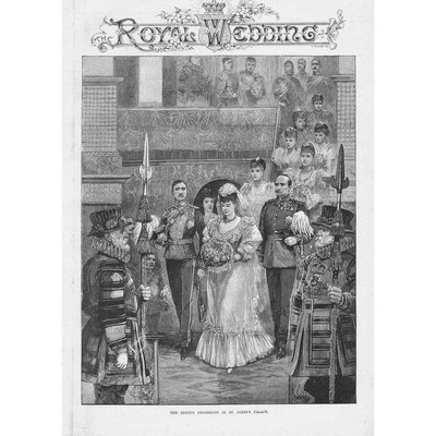 Princess Mary of Teck Wedding Procession in St James's Palace - Old Print 1893
