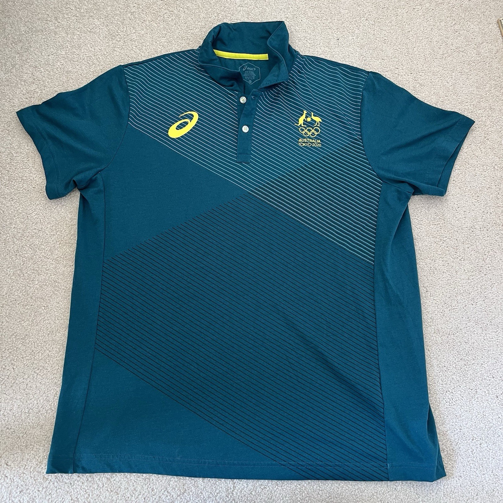 Tokyo 2020 Olympics Australia S/S Polo Shirt Size X-Large Asics Team Issue Green