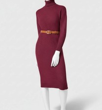 Jones New York Women's Red Turtleneck Belted Long-Sleeve Sweater Dress Size L