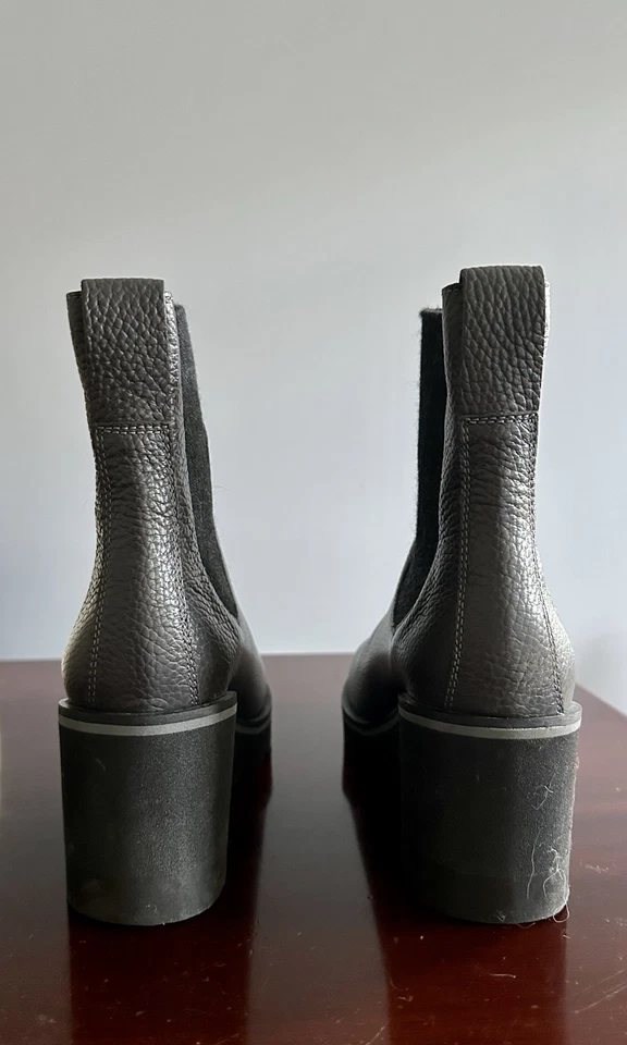 Botas de cuña Chelsea de cuero gris M. Gemi The Bria 38,5 (se ajusta como un 7,5-8) Foto 4 de 4