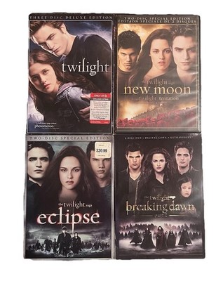 Lot Of 4 Twilight DVDs Twilight, Eclipse, New Moon Breaking Dawn 2 Deluxe w/Slip