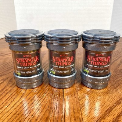 Lot of 3 ~ Netflix STRANGER THINGS Slime Vial With Figure ~  Mystery Box Capsule