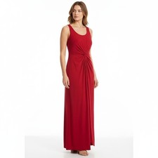 Lauren Ralph Lauren Red Sleeveless Maxi Dress Size 4 Knot Front Sheath