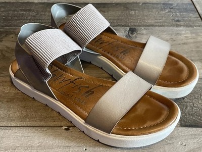 Womens Blowfish Malibu Boss Sandals Size 7 Brown Gray Slingback Elastic Strap