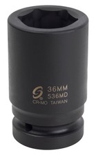 SUNEX TOOLS 536MD 1-Inch Drive Deep 6 Point Metric Impact Socket, 1", Black