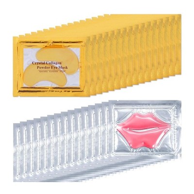 32 Pairs Eye Masks & Lip Masks, 24K Gold Gel Crystal Collagen Eye Patches for...