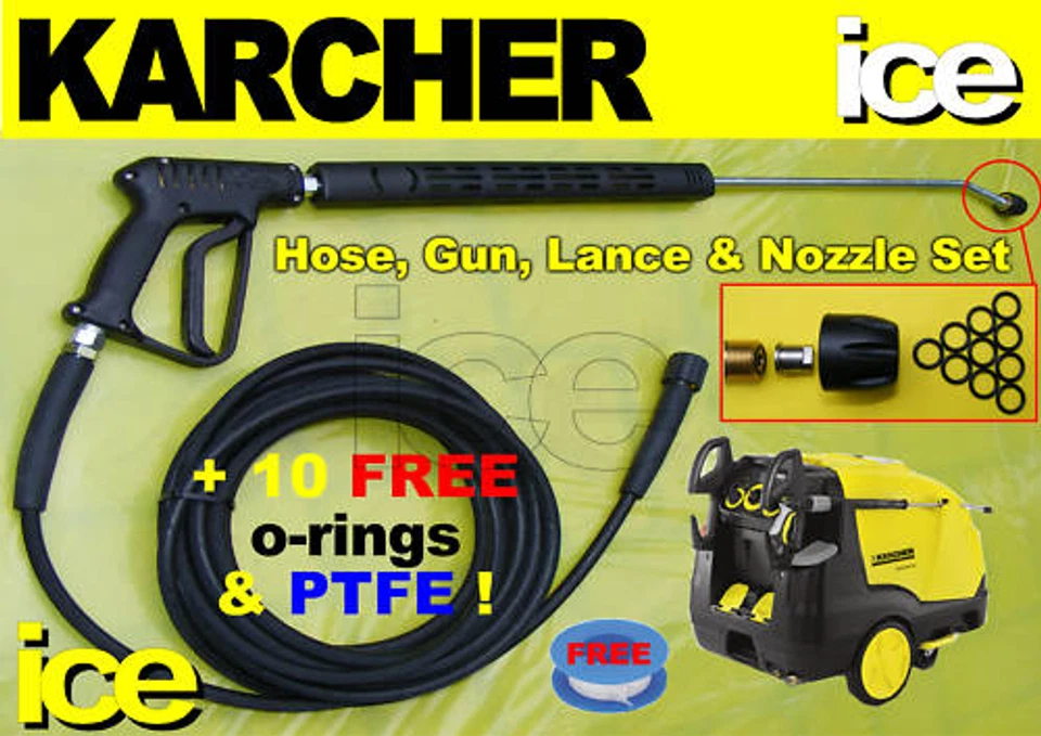 KARCHERFIT REPLACEMENT 10m HOSE TRIGGER GUN LANCE NOZZLE SET KARCHER HDS 7/10-4 M 7/9-4 M