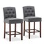 set of 2 tufted upholstered counter height barstool dining chair seat 27", gray