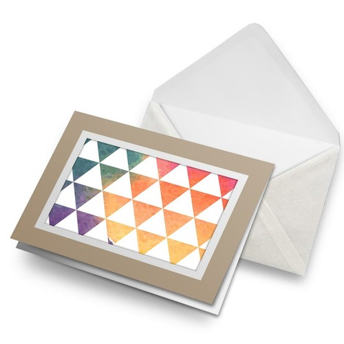 Greetings Card (Biege) - Abstract Triangles Pattern Ombre #24570