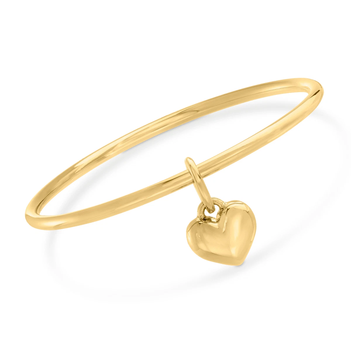Italian Andiamo 14kt Yellow Gold Over Resin Heart Charm Bangle Bracelet