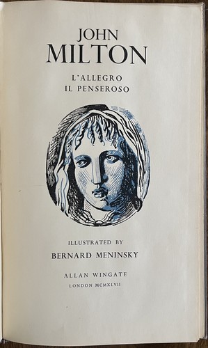 L'Allegro Il Penseroso by John Milton, B Meninsky Ills., Scarce 1947 HB, London - Foto 2 di 5