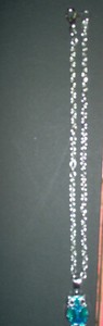 Girls 16" necklace, sliver chain, green owl,  #28a