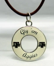 COLLEGIATE JEWEL DESIGNER STERLING SILVER TEXAS A&M ENAMEL PENDANT NECKLACE CORD