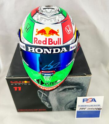 Sergio Checo Perez Signed Helmet 1:2 2021 Mexican GP Red Bull F1 Formula 1 JS...