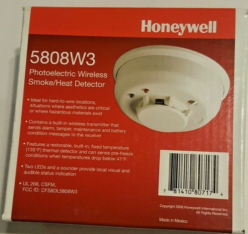HONEYWELL ADEMCO SECURITY 5808W3 WIRELESS PHOTOELECTRIC SMOKE/HEAT DETECTOR USED