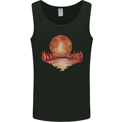 Red Moon Lake Universe Cosmos Space Herren Trägershirt Tank Top