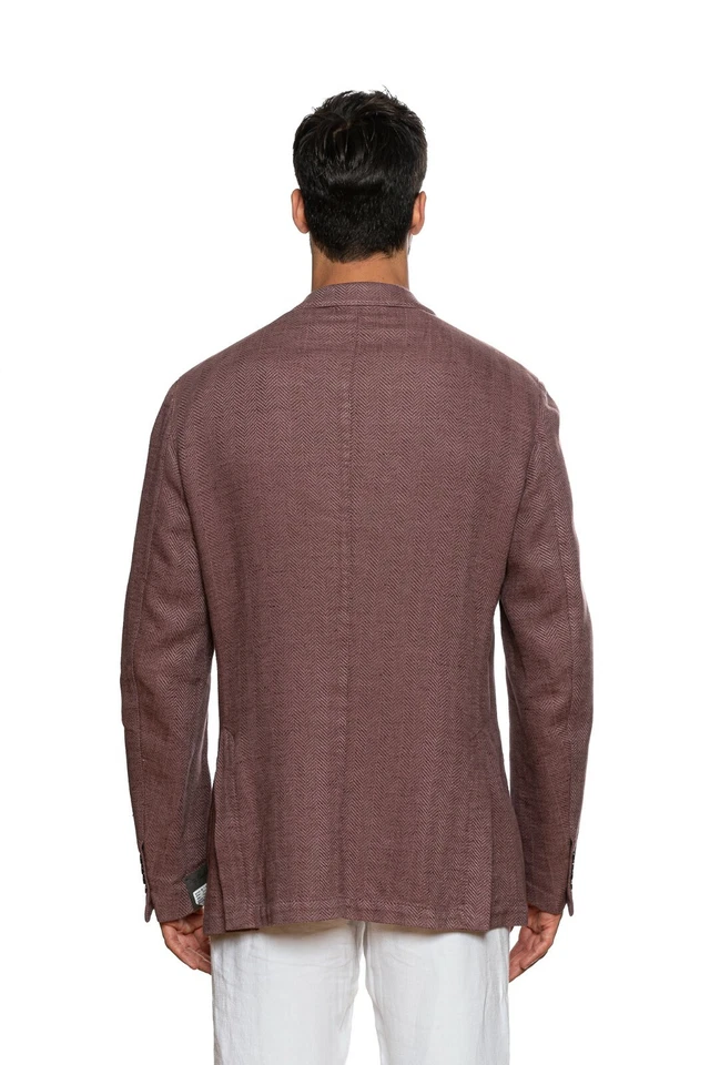 Chaqueta de espiga de algodón de lino lavado con vino BELVEST 1780 $ 46 EE. UU. / 56 UE 7R Foto 3 de 4