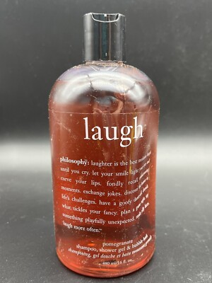 Philosophy ''Laugh'' Shampoo Shower Gel Bubble Bath Pomegranate Scent 16 fl oz