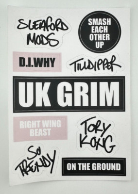 Sleaford Mods ''UK GRIM'' 2023 album release promo 9 - sticker sheet