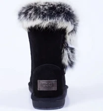 UGG One Button Rabbit Fur Women Boot AUZ004 Ausland Sheepskin Wool Size AU8M/10L