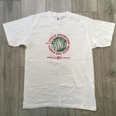 Vintage Coco Bongo Hemd Medium Herren weiß Baumwolle Las Vegas USA Grafik