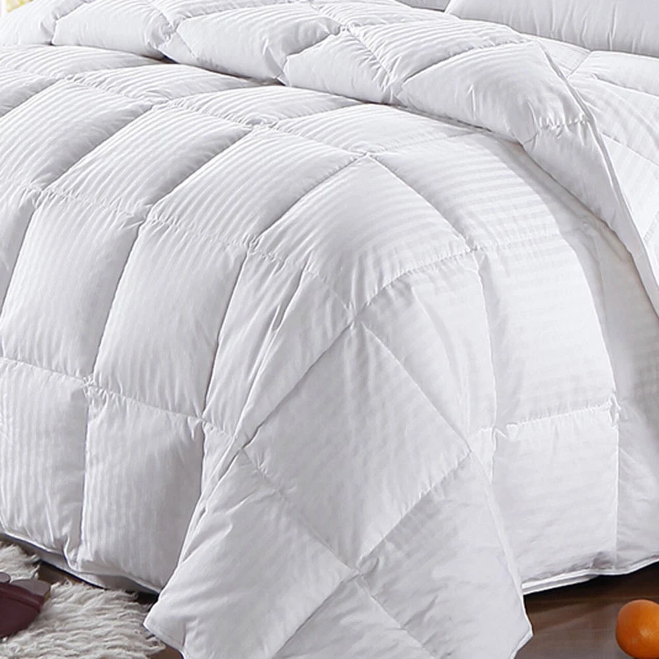 Hotel All Season 600 FP Stripe White Goose Down Comforter Oversize Medium Warmth Foto 4 de 4