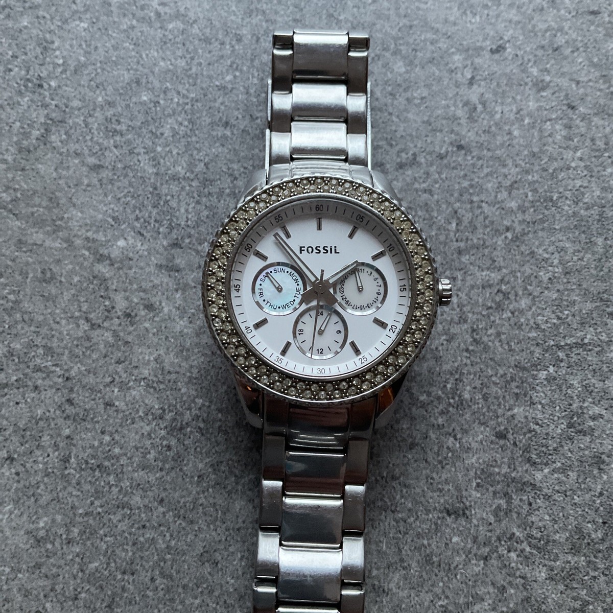 fossil レディース 時計 Fossil ES-2997 Stainless Steel Womens Watch Calendar Dial