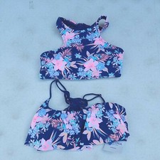 WOMEN'S Arizona Swimsuit Razor Back Layered Tankini Top Blue Pink Floral S L XL