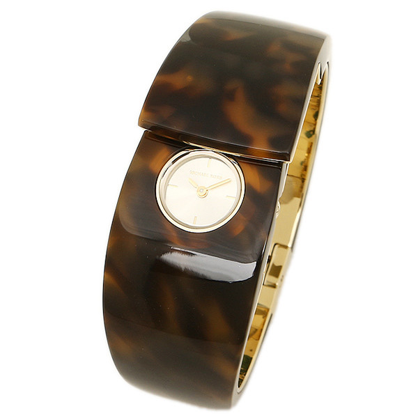 NEW! - Michael Kors Tortoise Shell Bracelet Watch Amazon.com: Michael Kors Gold Tone Tortoise Hinge Bangle  main image 4