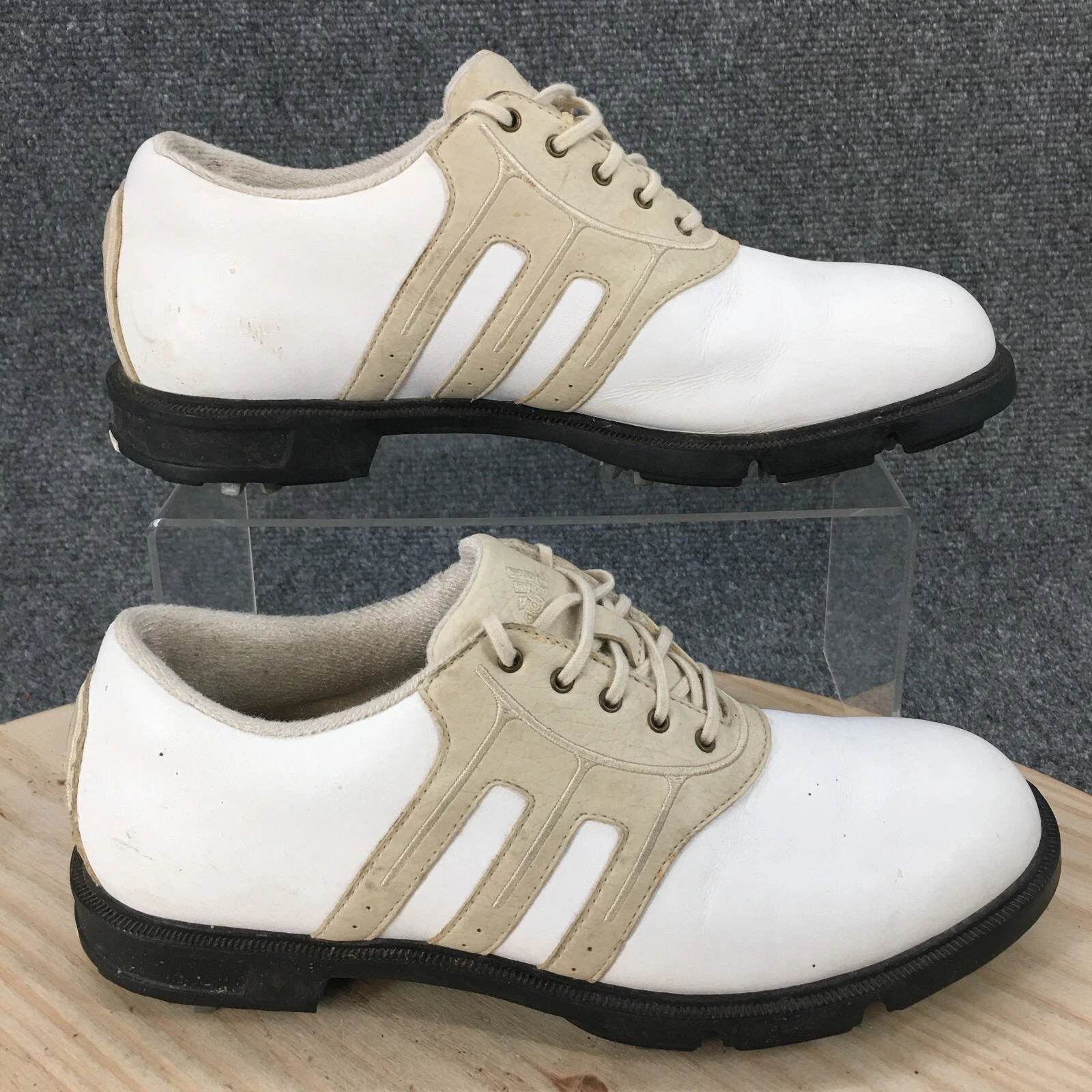 Adidas Scarpe Donna 7 Adiwear Stripe Golf Sneakers 679283 Bianco Pelle Slip On
