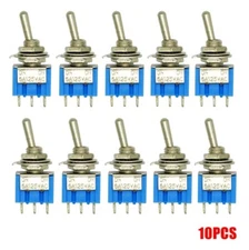 TEN  3 Position Micro Mini Toggle Switch AC ON/OFF/ON SPDT 6 Amp, AC125V 10 Pcs