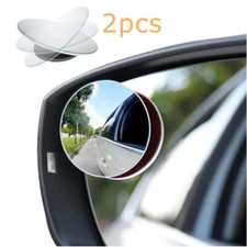 2Pcs Round Blind Spot Mirror HD Glass Frameless Convex Rear View 360° Stick On
