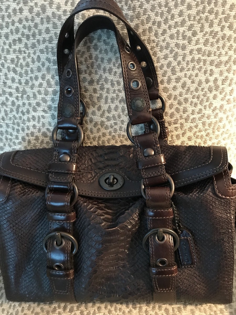 NEW Ltd Ed COACH CHELSEA PRINTED EMBOSSED PYTHON BROWN TOTE BAG