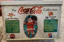 20 Collector Coca Cola Metal Art Cards w Tin 1994 Vintage Coke SANTA (1-19 & 19)