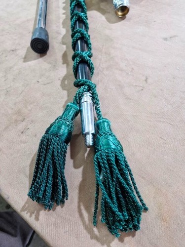 SI - DRUM MAJOR'S MACE/STAVE BLACK SHAFT with GREEN SILK CORD - Picture 6 of 7