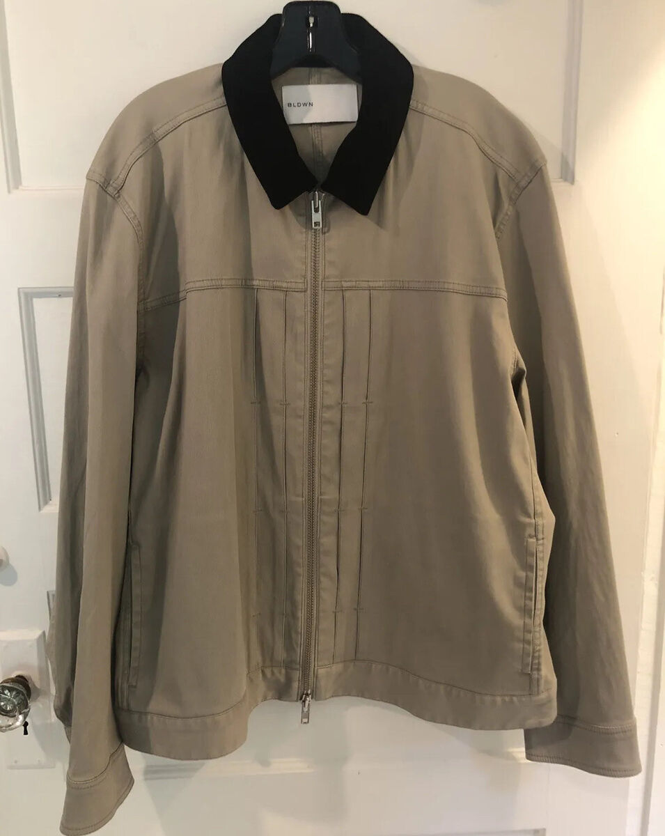 Baldwin BLDWN Men's SZ XL 48” Collared Zip Jacket Tan Cotton Baldwin BLDWN Men's SZ XL 48” Collared Zip Jacket Tan Cotton