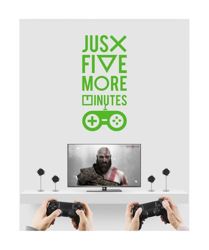 Just Five More Minutes Gamers Quote Wall Sticker Man Cave Room Home Art Vinyl L - Picture 114 of 161