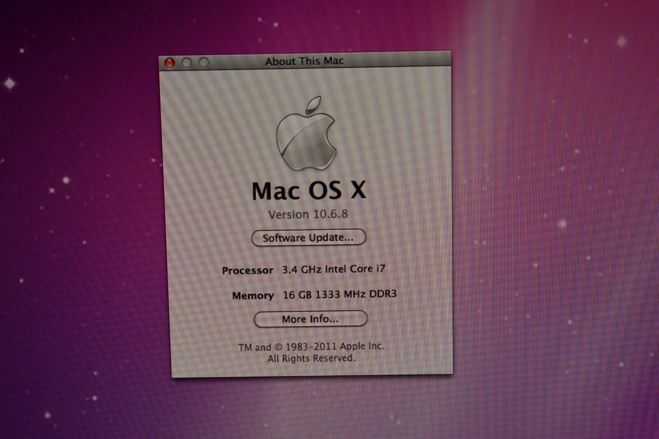 iMac 2011 27" Intel Core i7 3.4GHz 16GB RAM 3TB HDD Mac OS X Snow Leopard WiFi - Image 3 of 4