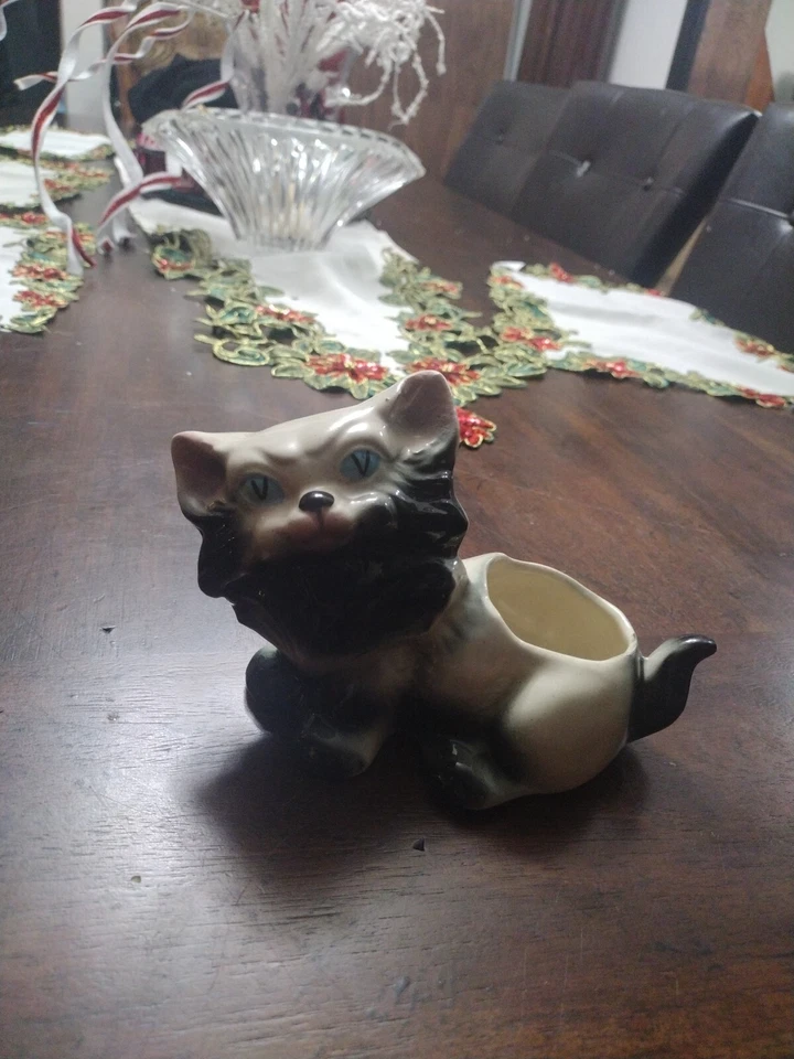 Kitty Ceramic Flower Pot VTG 1950's Black & White P-1 - Image 2 of 4