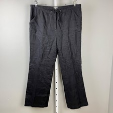 J. Jill Black 100 Linen Pants Womens Size 16 Tall Wide Leg Drawstring Lagenlook