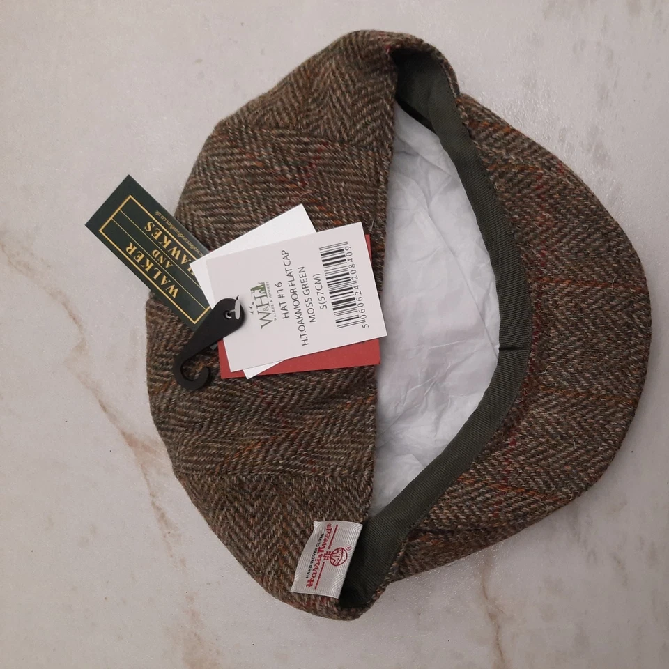 Gorra plana Walker & Hawkes Harris Tweed ESCOCESA 100 % lana sombrero de campo S-2XL Foto 2 de 3