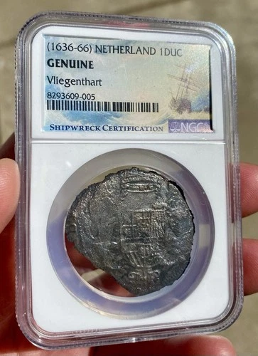 Netherlands  (1636-66) Silver Ducaton NGC Vliegenthart Shipwreck