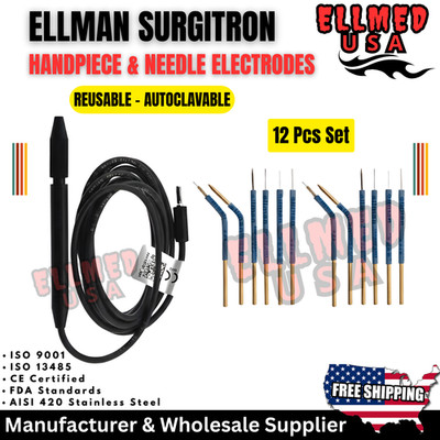 Ellman Surgitron Handpiece & Needle Electrodes Reusable-Tungsten Tips 12Pcs Set