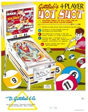 Hot Shot Gottlieb Pinball Flyer / Brochure / Ad